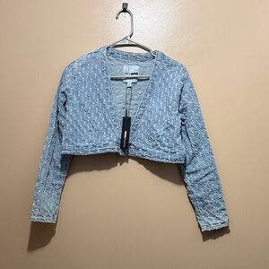 Blue denim Long Sleeve Cropped denim